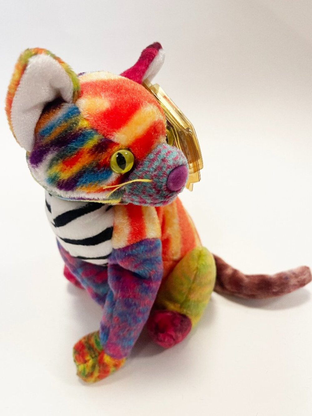 TY Beanie Baby Kaleidoscope Cat 2000 Rainbow Plush Stuffed Animal Retired